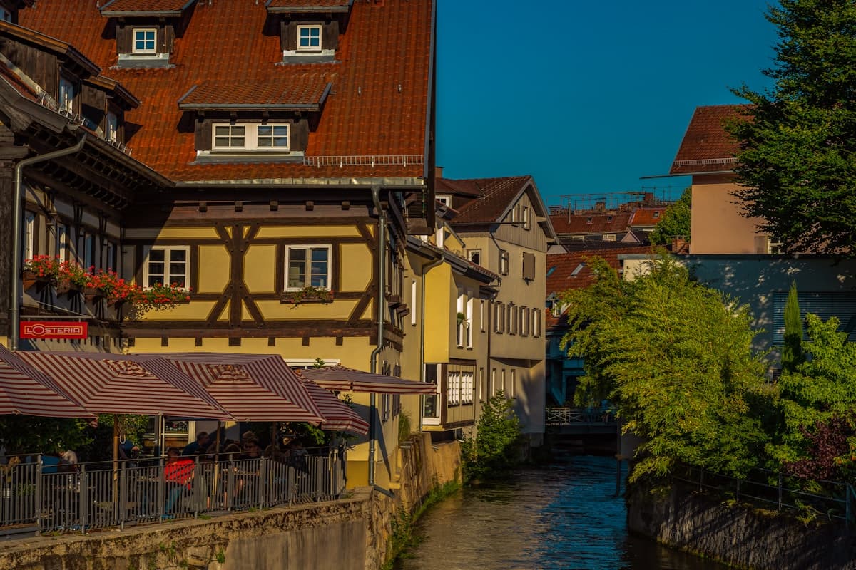 Fachwerkhäuser am Kanal in Esslingen am Neckar